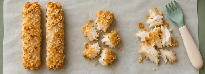 Palitos de merluza al horno en tres cortes: 6, 9 y 12 meses