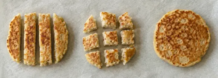 Tortitas de plátano y avena en tres cortes: 6, 9 y 12 meses